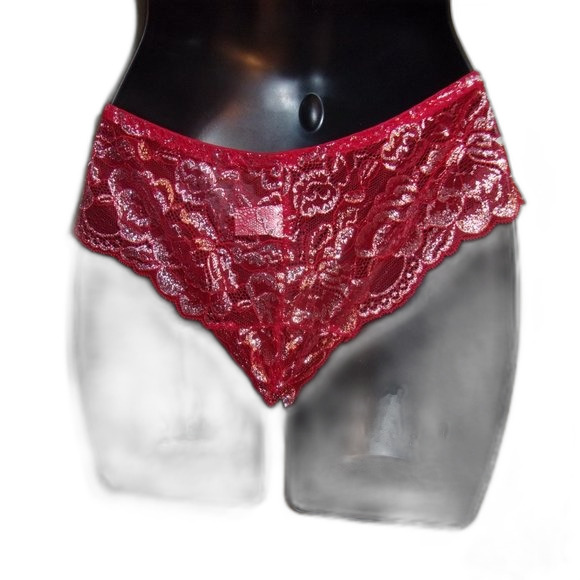 Youmita 36B Chili Pepper Metallic Lace Strappy Bra & Large Hipster Set NWT - Picture 10 of 10